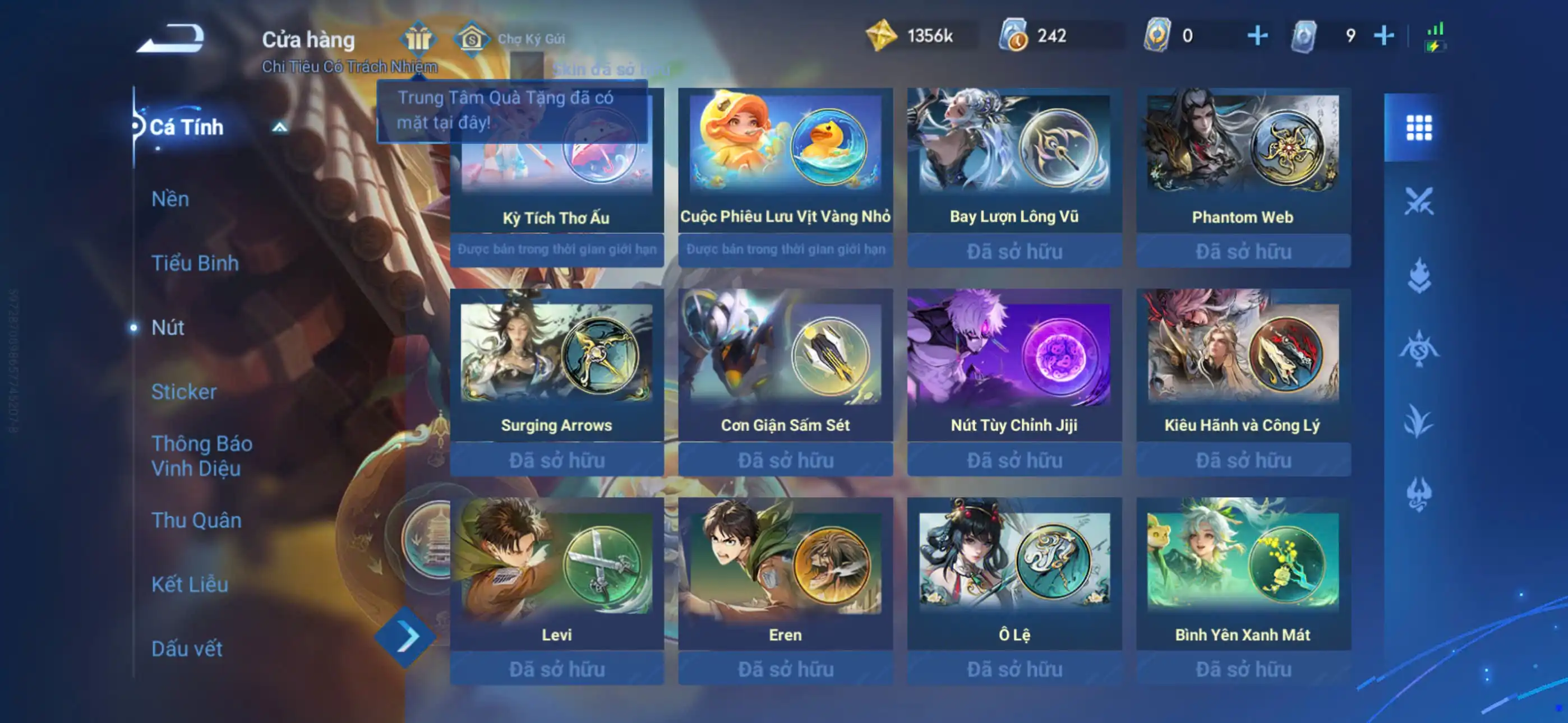 Ảnh Acc glb infinite giao mail Vip 10 408 skin 8 flawess, 5 mythic(1 skin lính), 11 skin hợp tác (hiếm) Siêu nhiều skin truyền thuyết limited  1 load nền